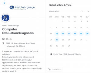 Stan's Tech Garage Computer Evaluation Appointment Page