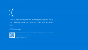 Example of Windows Blue Screen of Death