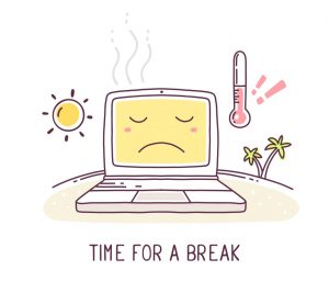 Computer overheating cartoon